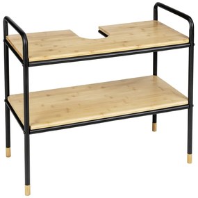 Čierna/prírodná bambusová skrinka pod umývadlo 70x60 cm Loft – Wenko