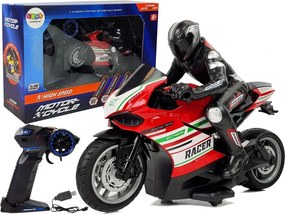 LEAN Toys Športový motocykel na diaľkové ovládanie 2.4G dosah 35 m červený