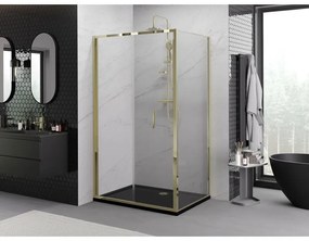 Mexen Exo, skladací sprchový kút 90 x 95 cm, číre sklo, zlatá, 816-090-095-50-00
