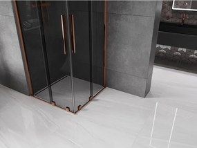Mexen Velar Duo, sprchový kút s posuvnými dverami 100 x 100 cm, 8mm šedé sklo, ružové zlato, 871-100-100-42-60