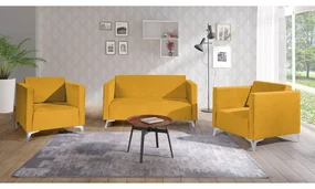 Sedacia súprava Denim 2+1+1, Dostupné poťahy: Solo 263, Farby nožičiek: biely lesk