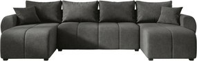 Rozkladacia obojstranná sedacia súprava do U SEVIO 311x145 cm, tmavosivá + 2 vankúšiky ZDARMA
