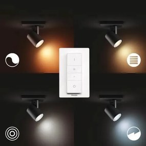 PHILIPS HUE Nástenné bodové LED inteligentné osvetlenie HUE RUNNER, 1xGU10, 5W, teplá biela-studená biela, čiern