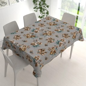 Biante Bavlnený obdĺžnikový obrus Sandra SA-622 Hnedé orchidey na sivom 140x220 cm