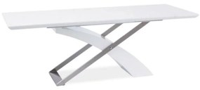 Tempo Kondela Jedálenský stôl, biela/biela extra vysoký lesk HG, 160-220x90 cm, KROS