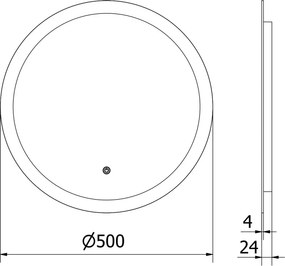Mexen Oro kúpeľňové zrkadlo s podsvietením, okrúhle 50 cm, LED 6000K, proti zahmlievaniu - 9824-050-050-611-00