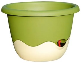 Samozavlažovací kvetináč Mareta 25 zelená + slon. kosť, závesný, Plastia