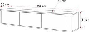 ZÁVESNÝ TV STOLÍK MODENA KAŠMÍR HLADKÝ LED 165 cm