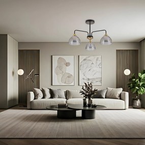 Toolight Toolight, stropné svietidlo 3xE27, G084-3C, čierna-zlatá-šedé sklo, OSW-09701