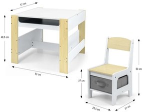 Detský stôl Sven naturálny s dvomi stoličkami