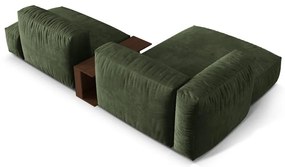 Zelená zamatová modulárna rohová pohovka (ľavý roh/s leňoškou) Martina – Micadoni