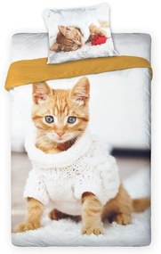 DomTextilu Posteľné obliečky s rozkošným mačiatkom 2 časti: 1ks 140 cmx200 + obliečka 70 cmx90 Béžová 140x200 cm 22583-197781