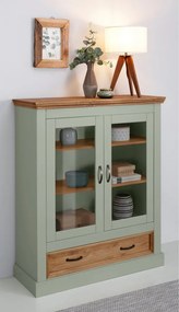 Svetlozelená vitrína z borovicového dreva 100x120 cm Selma – Støraa