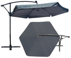 Záhradný slnečník 3,5 m so solárnym LED osvetlením – grafitový, UV50+