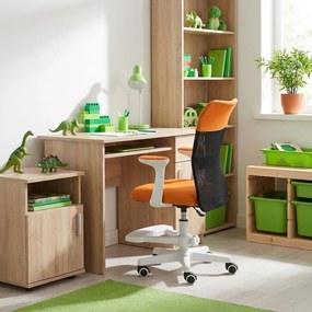 Detská stolička Neoseat MONKEY WHITE s podnožou — látka, biela / oranžová