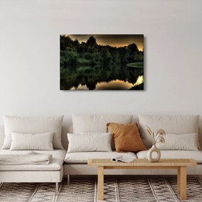 Obraz jazera pri lese (90x60 cm)