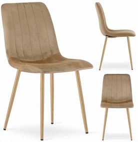 Jedálenská stolička LAVA zamatová hnedá / drevené nohy