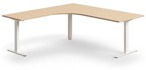 Kancelársky stôl QBUS, rohový, 2000x2000 mm, T-rám, biely rám, dub