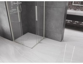Mexen Velar Duo, sprchový kút s posuvnými dverami 90 x 90 cm, 8mm číre sklo, brúsená oceľ, 871-090-090-02-97