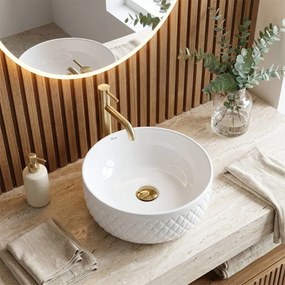 Rea Galaxy, umývadlo na dosku 400x400x165 mm, biela lesklá, REA-U0640