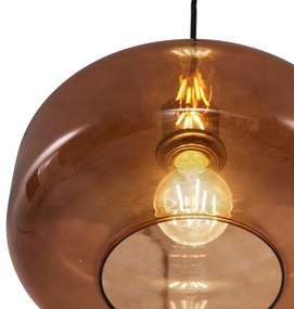 Retro závesné svietidlo čierne s bronzovým sklom - Bizle