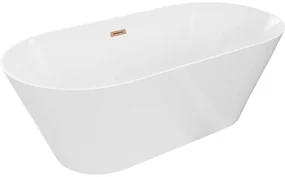 Mexen Luna, Slim voľne stojaca vaňa 170 x 75 cm, biela, medený matný prepad, 52041707500-65