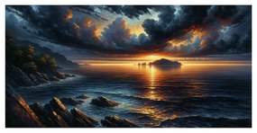 Obraz búrkové mraky nad oceánom