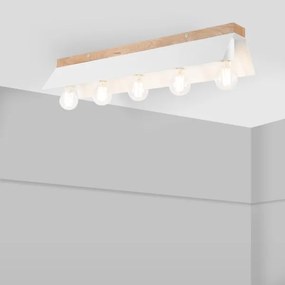 Stropné svietidlo ESME 5xE27/15W/230V biela/dub