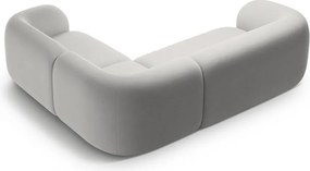 Svetlosivá zamatová rohová pohovka (pravý roh/do L) Kate – Micadoni