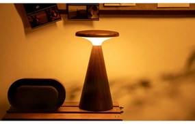 LED stolová lampa v tmavoprírodnej farbe s dreveným tienidlom (výška 21 cm) Sylva – Gingko