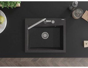 Mexen Oscar, 1-komorový granitový drez 580x490x205 mm, čierna škvrnitá, 6519581000-76