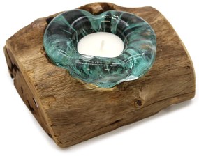 Roztavené sklo na dreve - Svietnik na jednu sviečku