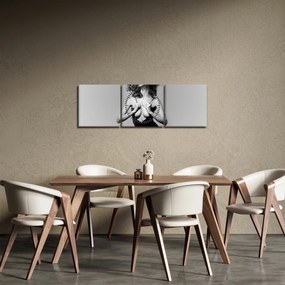 Obraz ženy v čiernych šatách (s hodinami) (90x30 cm)