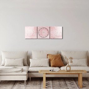 Obraz - Ružová mandala (s hodinami) (90x30 cm)
