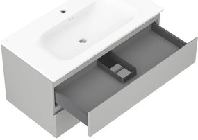 Mexen Orio, kúpeľňová skrinka 90 cm s umývadlom Vela, 2 zásuvky, šedá matná/biela matná, 91A10-09047-2-BFF62-W23M01