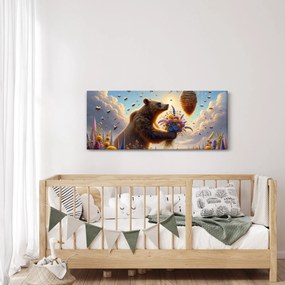Obraz - Medveď a včielky (120x50 cm)