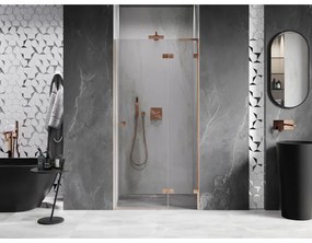 Mexen Lunar L, Otočné pravé sprchové dvere 95 cm, 8mm číre sklo, medený matný profil, 834L-095-000-65-00-P