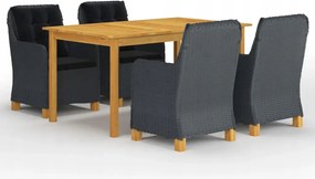 vidaXL 5-dielna záhradná jedálenská súprava tmavosivá