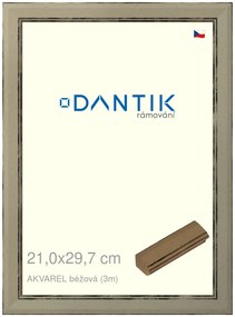 DANTIK rám na obraz 21x29,7 | AKVAREL béžová (Sklo Čiré)