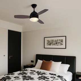 Stropný ventilátor čierny s potlačou dreva 96 cm s diaľkovým ovládaním - Rotar