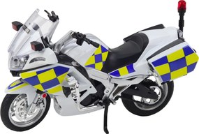 LEAN Toys Policajný motocykel z kovu so svetlami a zvukmi, biely, mierka 1:12