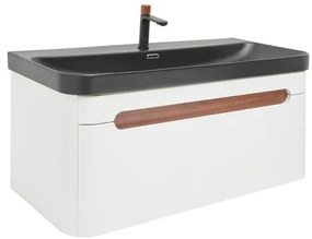 Kúpeľňová skrinka s umývadlom a batériou SAT Fusion 97,5x43x45 cm biela matná SATFUSION100WBKMBA, 1 ks