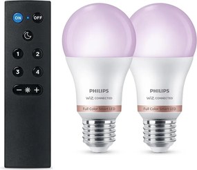 SADA 2x stmievateľné RGB LED žiarovky Philips SMART A60 E27/8,5W/230V 2200-6500K + diaľkové ovládanie