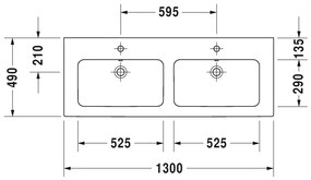 Duravit ME by Starck - Dvojumývadlo do nábytku 1300x490 mm, s prepadom, biela 2336130000