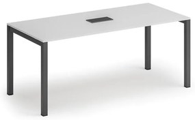 Rokovací stôl PRIMO SQUARE, 180x80 cm, biela + stolná zásuvka TYP VI, čierna