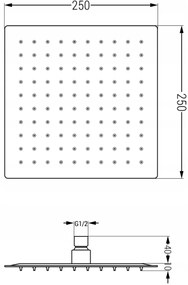 Mexen Cube DR02 podomietkový sprchový set s dažďovou sprchou 25x25 cm (6v1), chrómová, 77502DR0225-00