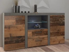 Komoda so zásuvkami Rumba, vintage optika kovu/dreva%