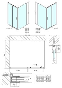 Polysan Polysan, EASY LINE sprchové dvere 1400mm, číre sklo, EL1415