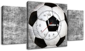 Gario Obraz s hodinami Futbalová lopta - 3 dielny Rozmery: 80 x 40 cm