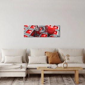 Obraz - 3D metalická abstrakcia (s hodinami) (90x30 cm)